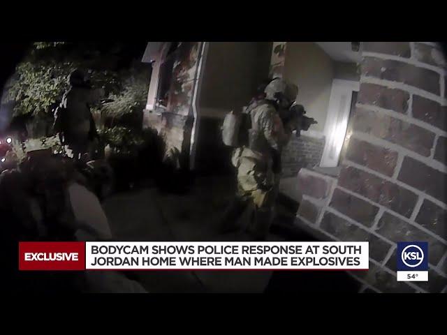 Bodycam shows police response at South Jordan home where man made explosives