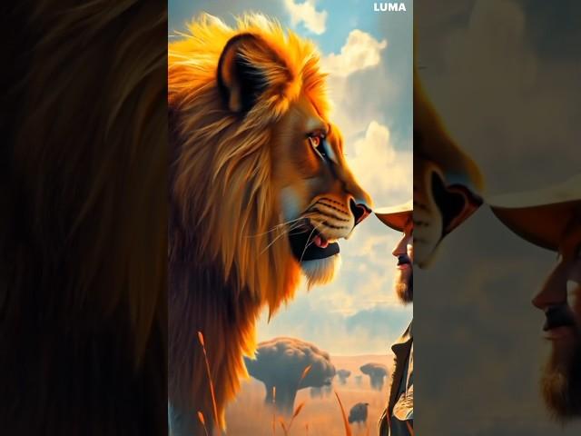 Lion and animal AI attitude video!! #ai #animals #man #art #edit #shorts #trending