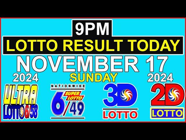 Lotto Result Today 9pm November 17 2024 PCSO