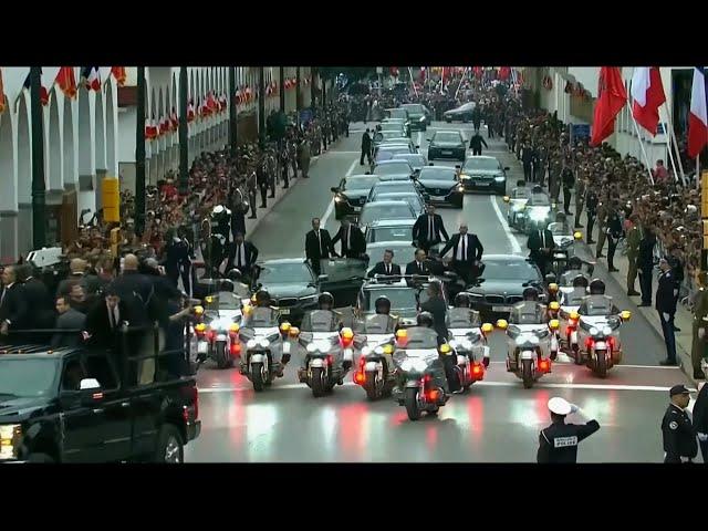 French President Macron waves to Moroccans from open top car during visit  | VOA News