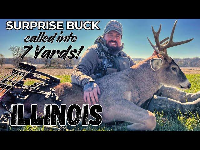 Illinois Whitetail Self-Filmed Bow Hunt | Calling a SURPRISE BUCK into 7 yards!!