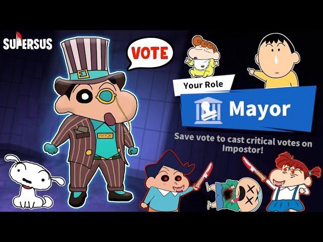 Shinchan became mayor in super sus and eliminating imposters  | shinchan playing among us 3d 