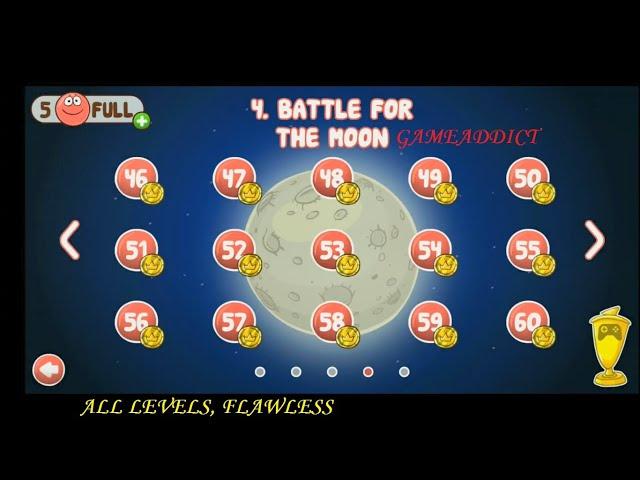 RED BALL 4 : BATTLE FOR THE MOON, ALL LEVELS FLAWLESS (With Timestamps), NO DAMAGE