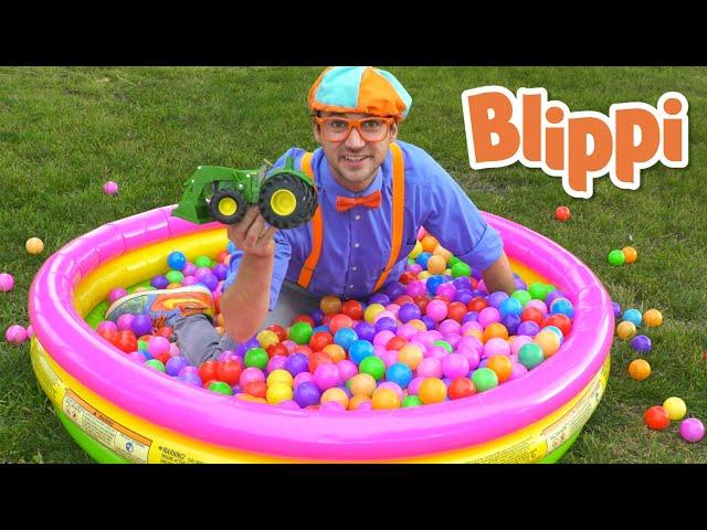 Learn Colors with Blippi in The Ball Pit | Colorful balls and trucks - Educational Videos for Kids