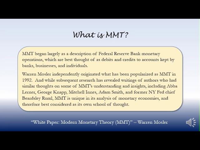 What is MMT? - Warren Mosler