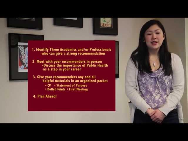 University of Minnesota School of Public Health Application Tips: Getting Strong Recommendations