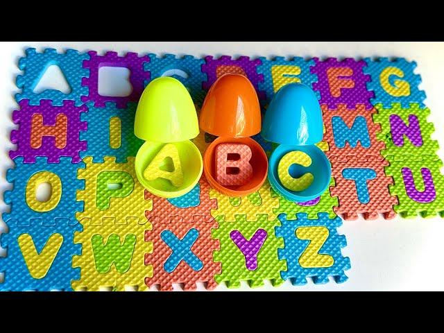 Learn ABC With Surprise Eggs | ABC Surprise egg Hunt | alphabet playmat letter search from A to Z