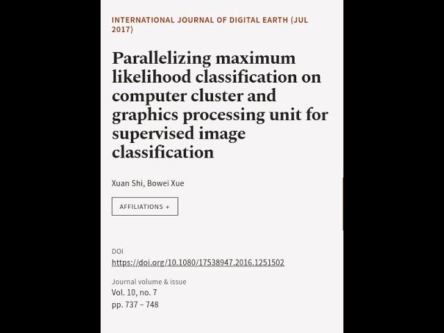 Parallelizing maximum likelihood classification on computer cluster and graphics proc... | RTCL.TV