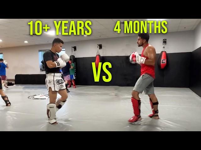 SPARRING My Muay Thai Coach After 4 MONTHS of Training (Technique Breakdown)