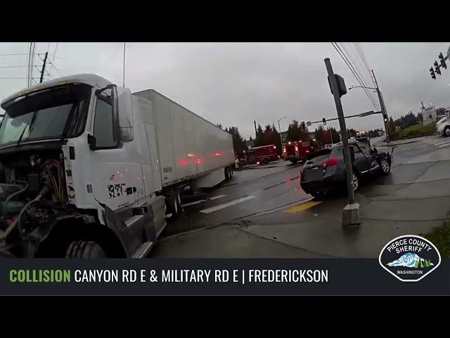 Semi-truck runs red light, strikes 3 vehicles