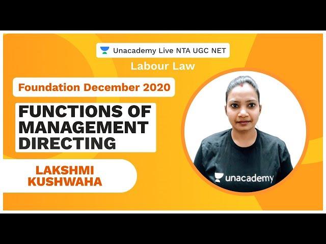 Foundation Dec 2020 | Functions of Management- Directing | Lakshmi Kushwaha | NTA UGC NET 2020