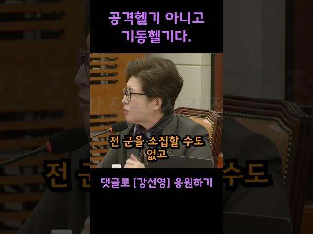 공격헬기 아니라 기동헬기였다. 항공작전사령관 출신 강선영의원