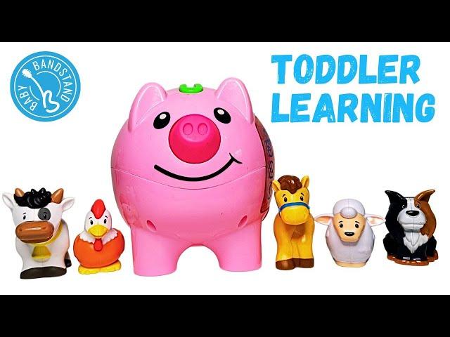 Learn First Words & Colors for Toddlers- Piggy Bank Fun- Baby Learning Video with Ms. Alyssa