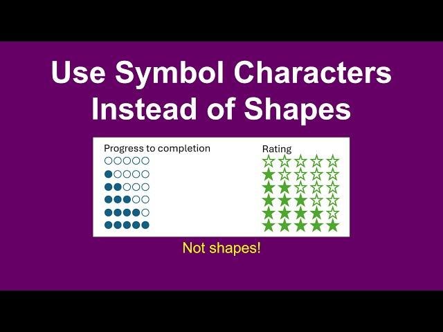 Use Symbol Characters in PowerPoint Instead of Shapes for Progress/Rating; Step-by-step tutorial