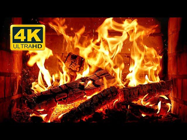  Cozy Fireplace 4K (12 HOURS). Fireplace with Crackling Fire Sounds. Crackling Fireplace 4K