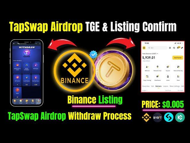 TapSwap Airdrop TGE & Listing Confirm | TapSwap Airdrop Withdraw Process |