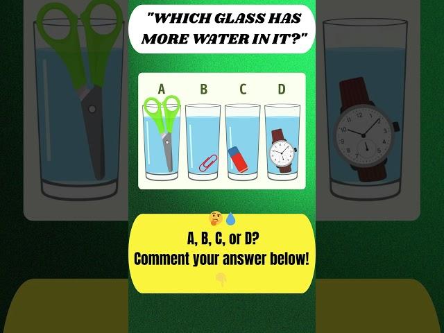 "Only Geniuses Can Spot the Glass with Most Water!  #MindPuzzle"