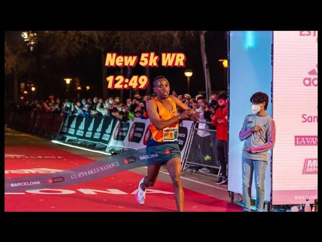 Berihu Aregawi Breaks Joshua Cheptegei’s Road 5k WR with a Time of 12:49! | #CursaDelsNassos 5k 2021