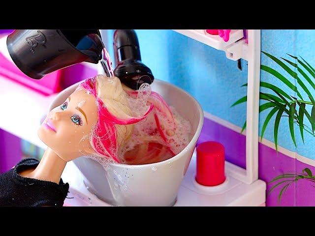 Barbie Girl Beauty Salon! How to care and style doll hair! Play Toys!