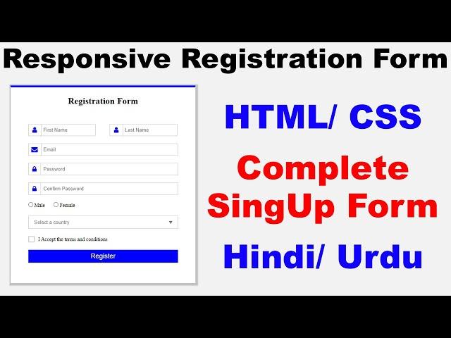 How to Create a Responsive Registration Form Using HTML & CSS | SignUp form using HTML & CSS