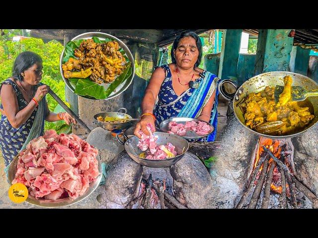 Adivasi Aunty Ki Chulhe Wala Jharkhandi Desi Chicken Thali Making Rs 120/- Only l Ranchi Street Food