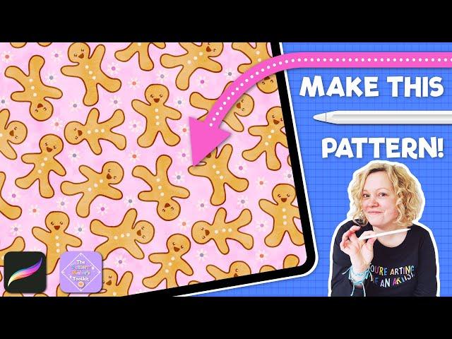 Easy Autumn Gingerbread Pattern in Procreate | Kawaii Gingerbread Men + Free Stamp Motifs