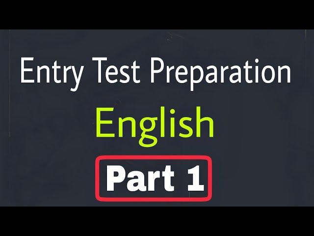 Entry Test Preparation 2024||English Mcqs For Entry Test||Part 1