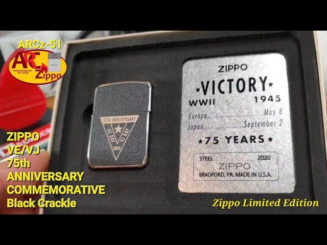 Zippo 75th ANNIVERSARY (49264) | Black Crackle Laser Engraved | Zippo Limited Edition | ARCz-51