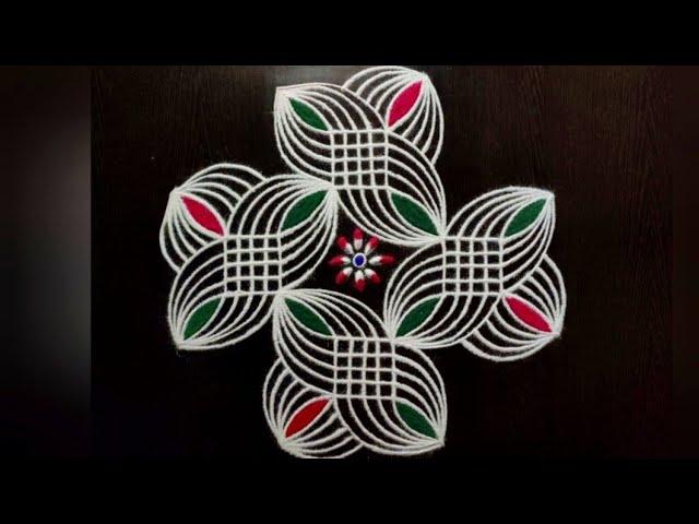 Easy creative daily rangoli design (6x2x2) straight dots @Youtube #rangoli muggulu #padikolam