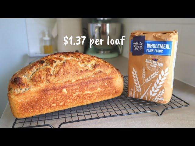 Frugal Sourdough Bread - EASY wholemeal sourdough using supermarket flour. Only $1.37 per loaf!