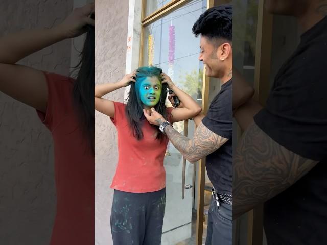 Holi and Salon ‍️ #hairbysanjeev happy holi all my ​⁠@YouTube  family #holi #fun #salon
