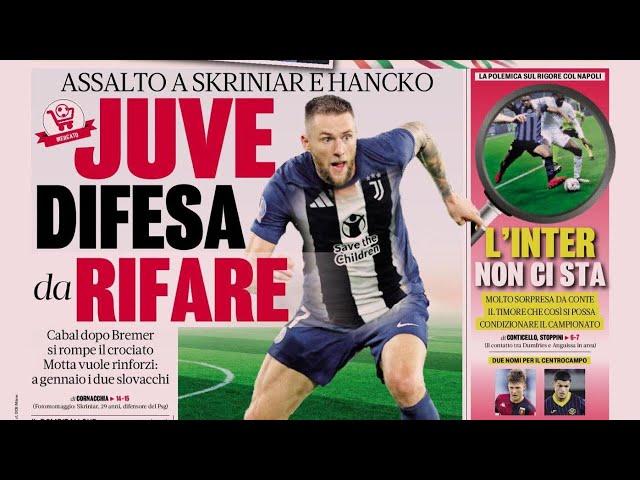 JUVE DIFESA IN EMERGENZA, SKRINIAR NOME CALDO, ROMA A RANIERI RASSEGNA NEWS ZAMPINI GJUST