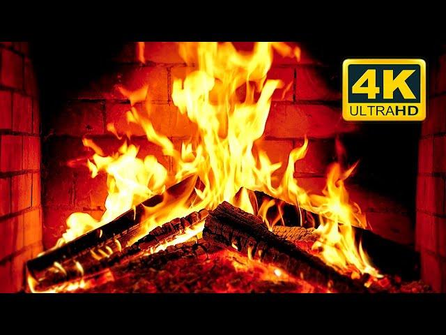  Cozy Fireplace 4K (12 HOURS). Fireplace with Crackling Fire Sounds. Crackling Fireplace 4K