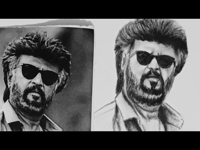 Thalaivar alappara Super Star Realistic free hand 25 minutes art full video #rajinikanth#superstar