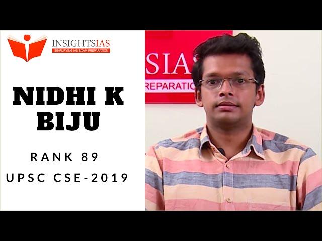 [Topper's Talk - 3.42 Mins] Nidhin K Biju Rank-89, UPSC CSE-2019: InsightsIAS Mains and Core Batch