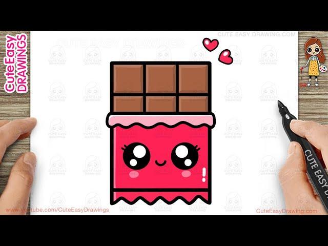 How to Draw a Cute Chocolate Bar Simple & Easy for Kids