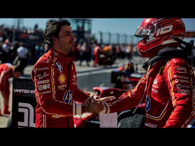 Max Verstappen & Carlos Sainz congratulate Charles Leclerc on #USGP win | Wholesome Podium scenes