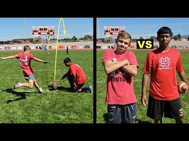 FOOTBALL KICKING CHALLENGE vs VARSITY KICKER!