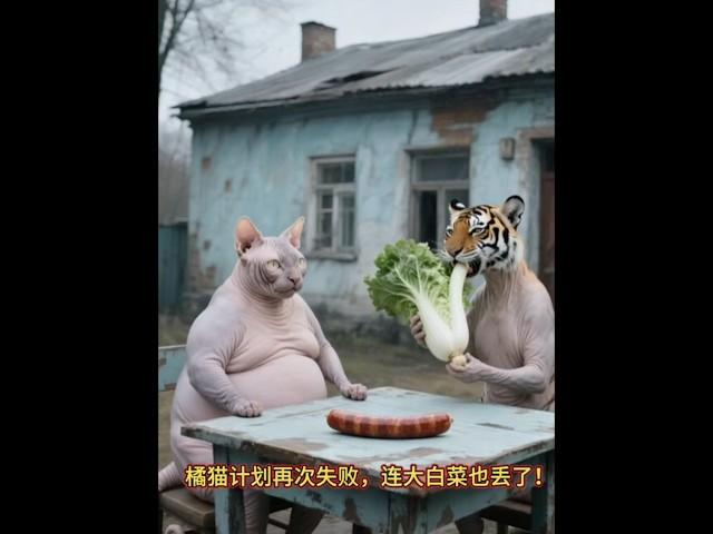 胖橘“烤全羊”梦再次落空，连大白菜也被牛抢了 #trending #shorts #orangecat #cat #ai #funny #animals #brainrotquiz #pets