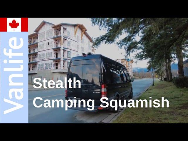 Stealth Camping in our Sprinter campervan overnight in Squamish BC Canada