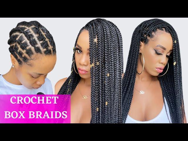 EASY CROCHET BOX BRAIDS / NO RUBBER BANDS / Beginner Friendly / Protective Style / Tupo1