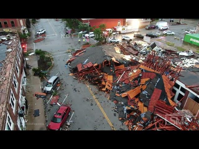 04-28-2024 Sulphur, OK - Extensive Tornado Damage in Downtown - Buildings Destroyed *Drone*