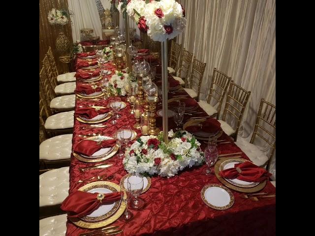 DIY Tall Floral Centerpiece, Apple Red and Gold Decor