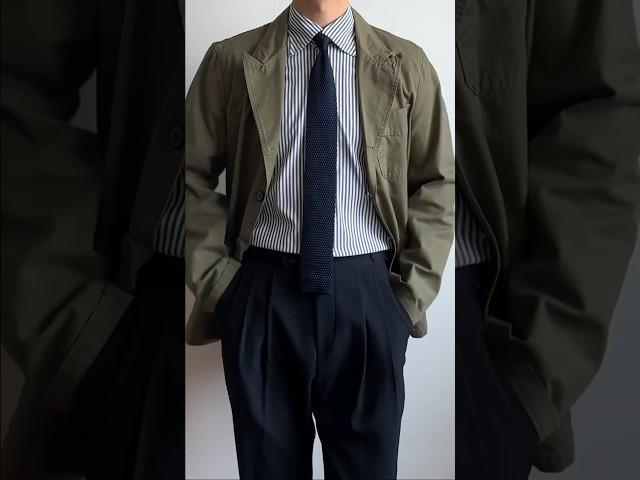 Khaki jacket styling #남자쇼핑몰 #남자코디 #남자패션 #코디 #코디추천 #패션 #데일리룩 #출근룩 #슬랙스 #넥타이 #셔츠 #셔츠코디 #직장인룩 #30대