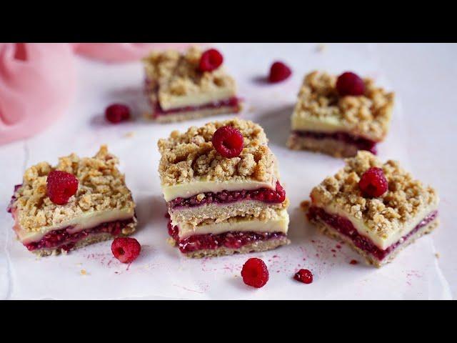 Raspberry Oatmeal Crumble Bars (Vegan, Gluten-Free)