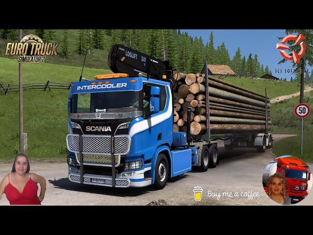 Euro Truck Simulator 2 (1.54) Scania R NG Log Lifter + Trailer Delivery to Austria + DLC's & Mods