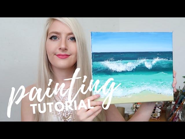 PAINTING TUTORIAL Acrylic Ocean for Beginners  | Katie Jobling Art