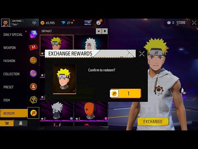 ADAM GOT  FREE NARUTO HEAD  ONLY 1 GOLD  FREE FIRE