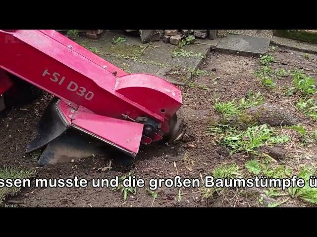 Einen Baumstumpf entfernen mit der FSI D30 Stubbenfräse (Baumstumpffräse bzw. Wurzelfräse)