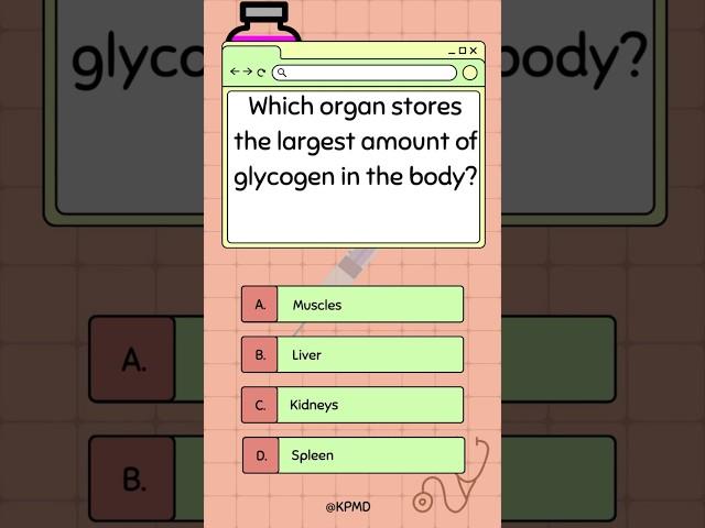  Discover the Body’s Glycogen Powerhouse! #mededtrivia #quiz #biology #smarttrivia #glycogenstorage